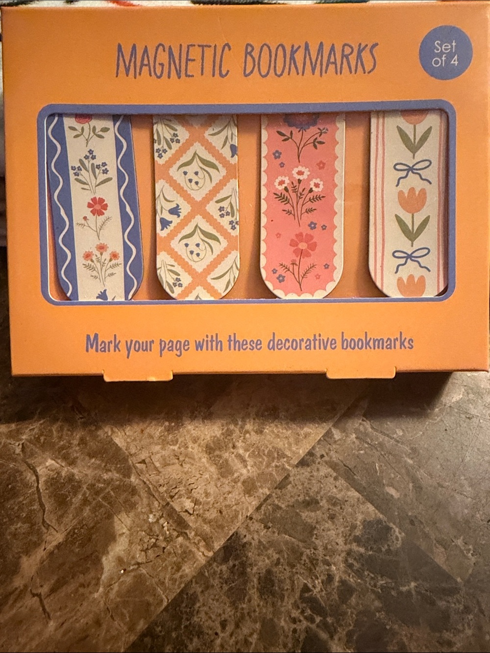 🧲 Magnetic Floral Bookmarks Set of 4 - Orange, Blue, Cream, Pink